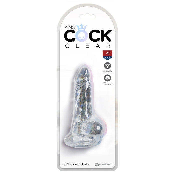 King Cock Clear W/ Balls 4"