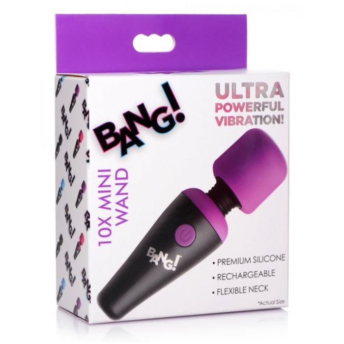 BG 10X Vibrating Mini Silicone Wand-Purple - Rechargeable - 4"
