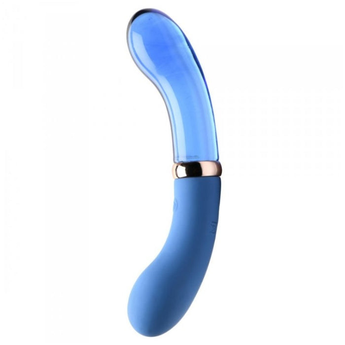 PR Vibra-Glass 10X Bleu Dual Ended G-Spot Sili/Glass V