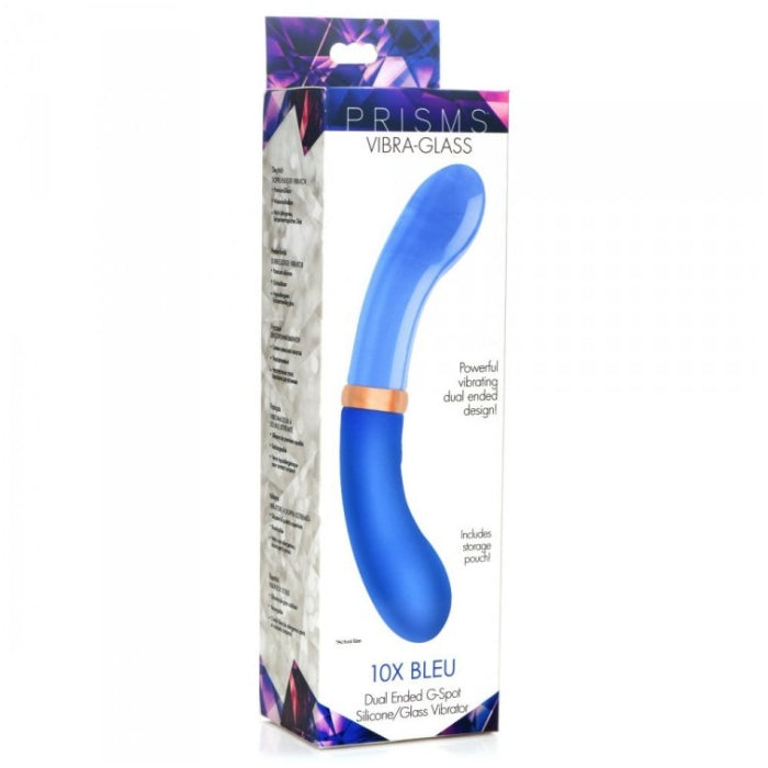 PR Vibra-Glass 10X Bleu Dual Ended G-Spot Sili/Glass V