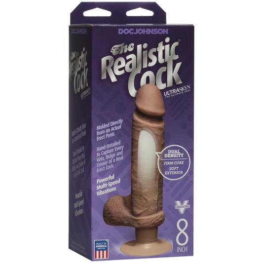 Ultra Realistic Vibrating Cock 8IN Brown