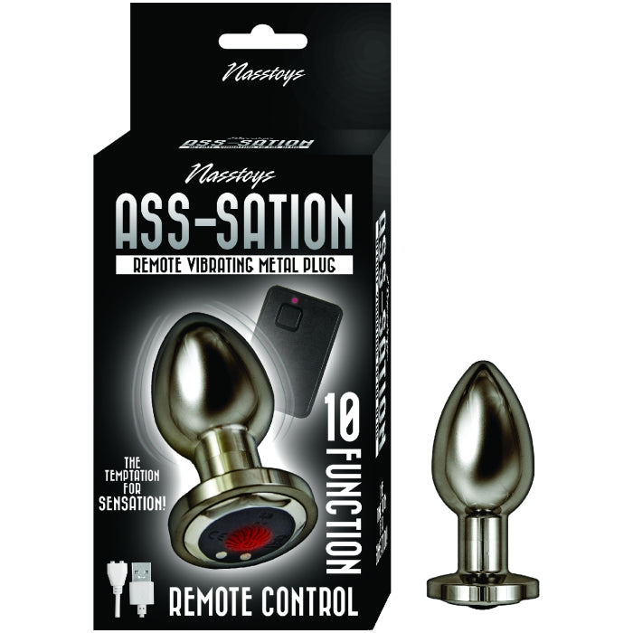 Ass-Sation Remote Vibrating Metal Plug-Black