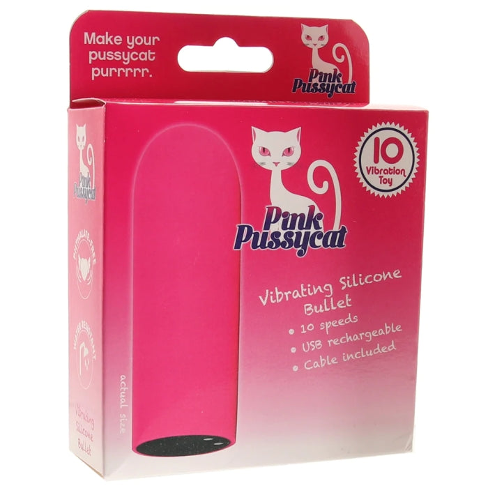 Pink Pussycat Vibrating Silicone Bullet- Pink