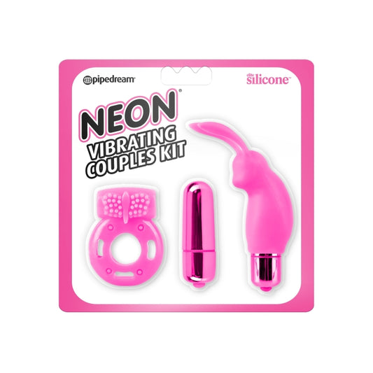 Neon Vibrating Couples Kit-Pink