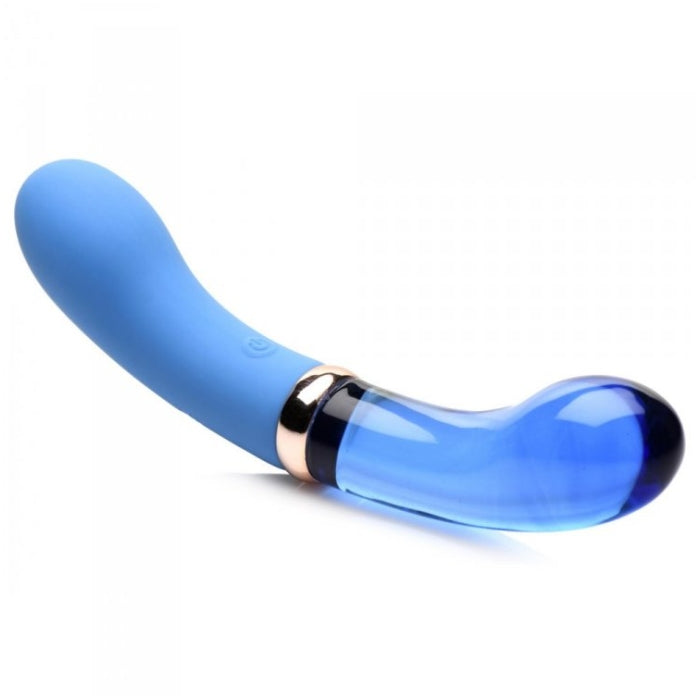 PR Vibra-Glass 10X Bleu Dual Ended G-Spot Sili/Glass V